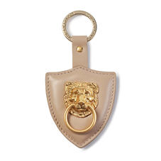 Large Lion & Shield Keyring in Smooth Soft Taupe