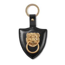 Large Lion & Shield Keyring in Smooth Black