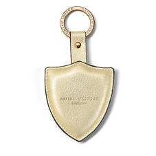 Large Lion & Shield Keyring in Pale Gold Pebble