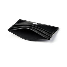 City Slim Credit Card Holder in Black Saffiano & Smooth Black