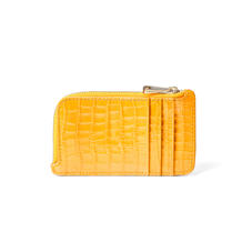 Zipped Coin & Card Holder in Deep Shine Bright Mustard Small Croc
