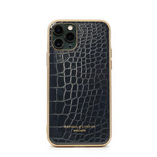 iPhone 11 Pro Case with Gold Edge in Black Patent Croc