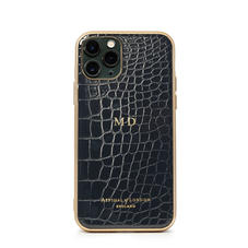 iPhone 11 Pro Case with Gold Edge in Black Patent Croc