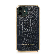 iPhone 11 Case with Gold Edge in Black Patent Croc