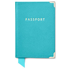 Passport Cover in Turquoise Saffiano