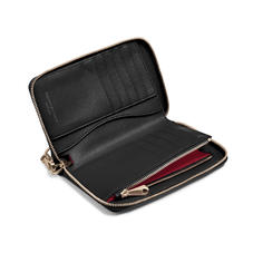 Midi Continental Wallet with Wrist Strap in Black Saffiano