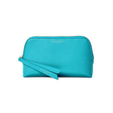 Small Essential Cosmetic Case in Turquoise Saffiano