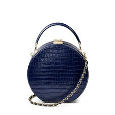 Hat Box in Deep Shine Midnight Blue Small Croc