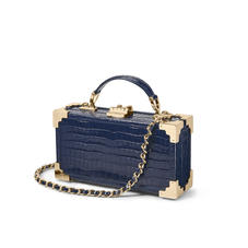 Trinket Box in Deep Shine Midnight Blue Small Croc