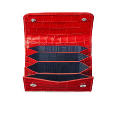 Accordion Credit Card Holder in Deep Shine Red Small Croc