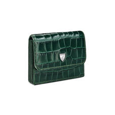 Accordion Credit Card Holder in Deep Shine British Racing Green Small Croc