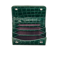 Accordion Credit Card Holder in Deep Shine British Racing Green Small Croc