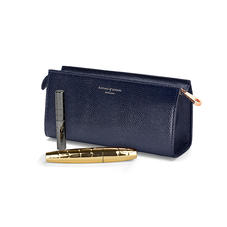 Small Cosmetic Case in Midnight Blue Lizard