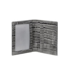 ID & Travel Card Holder in Deep Shine Grey Small Croc