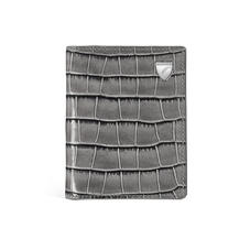 ID & Travel Card Holder in Deep Shine Grey Small Croc