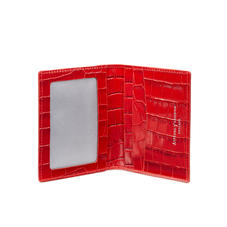 ID & Travel Card Holder in Deep Shine Red Small Croc