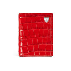 ID & Travel Card Holder in Deep Shine Red Small Croc