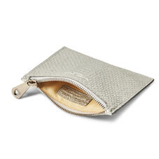 Small Essential Flat Pouch in Silver Python Print