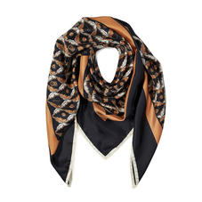 Harlequin Print Silk Scarf in Black & Gold