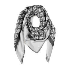 Harlequin Print Silk Scarf in Ivory & Grey