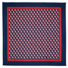 Harlequin Print Silk Scarf in Navy & Bordeaux