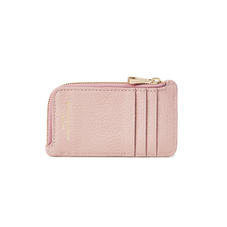 Zipped Coin & Card Holder in Bloomsbury Small Grain Pebble