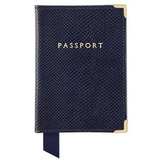 Passport Cover in Midnight Blue Lizard
