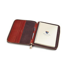 A5 Zipped Padfolio in Smooth Cognac