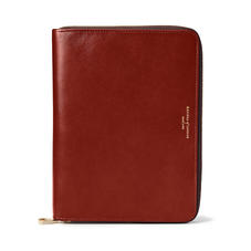 A5 Zipped Padfolio in Smooth Cognac