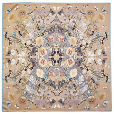 Botanical ‘A’ Silk Scarf in Soft Taupe