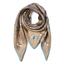 Botanical ‘A’ Silk Scarf in Soft Taupe