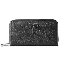 Continental Clutch Zip Wallet in Black Embossed Flower