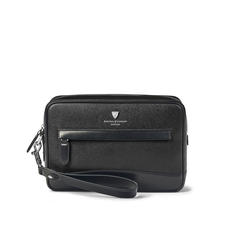 Men's City Clutch Bag in Black Saffiano & Smooth Black
