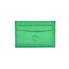 Slim Credit Card Case in Grass Green Lizard