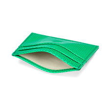 Slim Credit Card Case in Grass Green Lizard