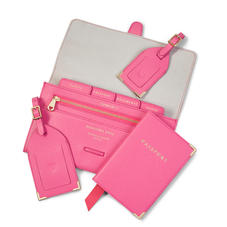 Classic Travel Collection in Bright Pink Saffiano & Ice Grey Suede