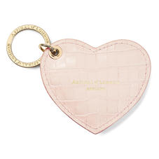 Heart Keyring in Deep Shine Shell Pink Small Croc