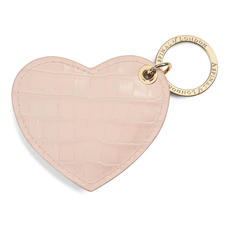 Heart Keyring in Deep Shine Shell Pink Small Croc