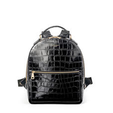 London Backpack in Deep Shine Black Soft Croc