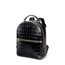 London Backpack in Deep Shine Black Soft Croc