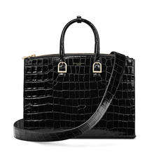 Madison Tote in Deep Shine Black Croc