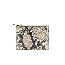 Small Essential Flat Pouch in Embossed Natural Python Print