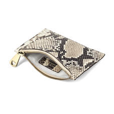 Small Essential Flat Pouch in Embossed Natural Python Print