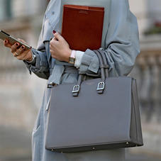 Midi Madison Tote in Warm Grey Pebble
