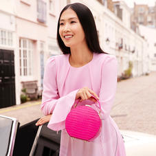 Hat Box in Deep Shine Penelope Pink Small Croc