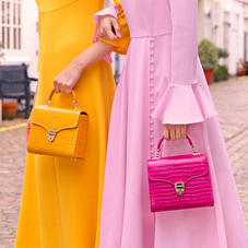 Midi Mayfair Bag in Deep Shine Penelope Pink Small Croc