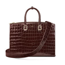 Madison Tote in Deep Shine Amazon Brown Croc