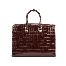 Madison Tote in Deep Shine Amazon Brown Croc