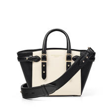 Mini Marylebone Tote in Ivory Saffiano & Smooth Black