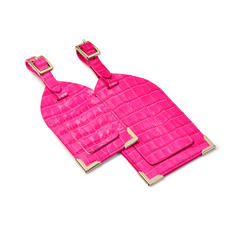 Set of 2 Luggage Tags in Deep Shine Penelope Pink Small Croc